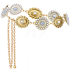1Pc Alloy Oval with Flower Link Chain Waist Belly Chains for Women AJEW-GF0013-42-1
