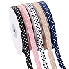 6 Rolls 6 Colors Polyester Polka Dot Print Grosgrain Ribbon OCOR-PH0004-28-1