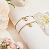 2Pcs Heart Non-Tarnish Stainless Steel Charm Bracelets BJEW-CN0001-23G-4