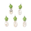 15Pcs 15 Styles Natural Cowrie Shell & Dyed Synthetic Turquoise Turtle Copper Wire Wrapped Pendants PALLOY-JF04034-2