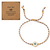 Adjustable 304 Stainless Steel Enamel Evil Eye Cotton Cord Braided Bead Bracelets WG2F678-01-1