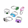 Evil Eye Glass Ajuastable Rings RJEW-S048-002P-NF-1