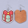 Christmas Printed Basswood Dangle Earring EJEW-JE03154-09-2