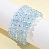Natural Aquamarine Round Bead Stretch Bracelets for Men Women BJEW-U034-01C-03-1