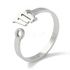 Non-Tarnish Constellations 304 Stainless Steel Open Cuff Ring for Women RJEW-L122-001P-09-1