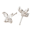 Butterfly Platinum Brass Stud Earrings EJEW-L270-07P-3