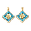 Rack Plating Brass Micro Pave Cubic Zirconia Pendants KK-P268-11D-G-2