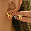 Stylish Stainless Steel Double-layer Butterfly Stud Earrings OJ6331-1