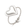 Non-Tarnish 304 Stainless Steel Heart Open Cuff Ring for Women RJEW-E066-04P-1