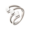 Textured Rhombus 304 Stainless Steel Finger Ring for Women RJEW-L126-09B-P-4