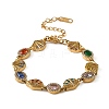 Ocean Theme 304 Stainless Steel Rhinestone Link Chain Bracelets for Women SA-CBA183D-09A-G-2