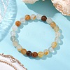 Round Natural Yellow Hematoid Quartz Beads Stretch Bracelets for Women BJEW-JB11400-1