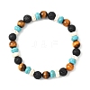 Synthetic Turquoise & Natural Lava Rock Stretch Bracelets BJEW-JB12638-1