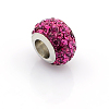 304 Stainless Steel Polymer Clay Rhinestone European Beads CPDL-J015-M-3