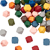 Painted Natural Wooden Beads WOOD-FH0001-09-1