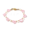 Glass Seed & Natural Agate Beaded Bracelet with Brass Magnetic Clasp BJEW-JB07803-02-1