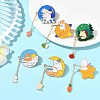 6Pcs 6 Styles Zinc Alloy Enamel Animal Fishing Pins JEWB-CJ0001-56-5