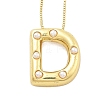 Brass & Plastic Pearl Letter Pendant Box Chain Necklaces for Women NJEW-U017-01G-04-1