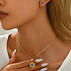 Vintage 201 Stainless Steel & Plastic Sun with Evil Eye Stud Earrings & Pendant Necklaces Set for Women EW9229-4