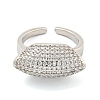 Real Platinum Plated Brass Micro Pave Clear Cubic Zirconia Cuff Rings RJEW-L113-018P-01-2