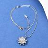 304 Stainless Steel Flower Pendant Round Snake Chain Necklaces for Women NJEW-G188-02P-3