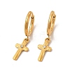 Crystal Rhinestone Cross Dangle Hoop Earring & Pendant Nacklace SJEW-P002-03G-2