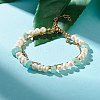 Natural Flower Amazonite & Pearl Beads Double Layered Bracelet X1-BJEW-TA00025-04-2