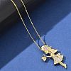 Brass Micro Pave Clear Cubic Zirconia Pendant Necklaces NJEW-M084-01G-02-2