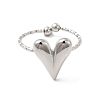 Non-Tarnish 304 Stainless Steel Heart Open Cuff Ring for Women RJEW-E066-09P-2