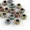 Rondelle Antique Silver Plated Metal Alloy Rhinestone European Beads X-ALRI-Q228-12-1
