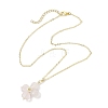 Natural Rose Quartz Clover Shamrock Pendant Necklaces NJEW-JN05170-04-5