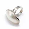 Platinum Plated Brass White Shell Finger Rings RJEW-E023-03-1