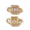 Rack Plating Brass Pave Clear Cubic Zirconia Connector Charms KK-C007-36G-2