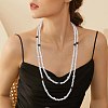 Baking Paint Pearlized Glass Pearl Round Beaded Long Necklaces NJEW-SW00066-02-7