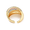 Brass Micro Pave Colorful Cubic Zirconia Open Cuff Ring for Women RJEW-Z055-03G-02-3