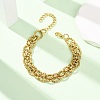Hammered 304 Stainless Steel Oval Link Chain Bracelets for Women BJEW-F536-03G-1