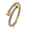 304 Stainless Steel Torque Bangles for Women BJEW-P310-10GP-4