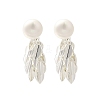 Brass Leaf Stud Earrings LS-EJEW-A121-11S-2