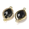 Natural Obsidian Faceted Horse Eye Connector Charms G-G181-07G-08-2