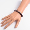 Faceted Natural Garnet Round Bead Stretch Bracelets BJEW-JB09123-3