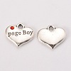 Wedding Theme Antique Silver Tone Tibetan Style Heart with Page Boy Rhinestone Charms LS-TIBEP-N005-14C-1