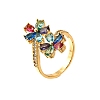 Brass Micro Pave Cubic Zirconia Cuff Rings LS-RJEW-D308-03G-A-4
