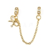 Brass Pave Clear Cubic Zirconia European Safety Chains with Charms KK-L236-15B-G-1