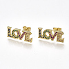 Brass Cubic Zirconia Stud Crawler Earrings EJEW-S201-114-1