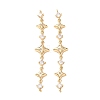 Brass Pave Clear Cubic Zirconia 3 Star Links Connector Charms CU-H003-04G-1
