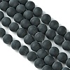 Grade A Round Frosted Natural Black Agate Beads Strands X-G447-5-4