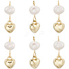 6Pcs Brass & Natural Pearl Heart Pendants KK-BBC0019-31-6