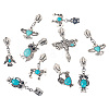 14Pcs 7 Styles Alloy & Synthetic Turquoise Zipper Sliders HJEW-TAC0101-2