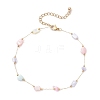 Dyed Nuggets Natural Shell & 304 Stainless Steel Link Chain Anklets AJEW-AN00726-3