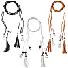 3Pcs 3 Colors Bohemian Imitation Leather Braided Tassel Wrap Chain Belts AJEW-GF0011-98-7